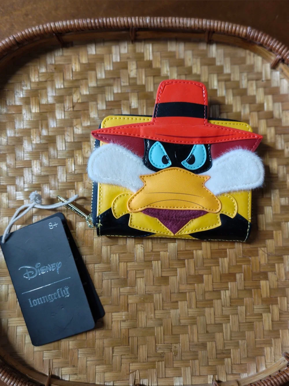 Loungefly Red Yellow Black Duck Wallet with Blue Eyes